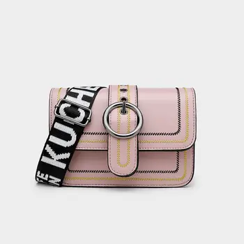

Korean Designer 2020 Bags Printed Letter Shoulder Strap Office Lady Bag Contrast Embroidery Women Small Handbag Crossbody Purse