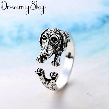 

DreamySky Boho Style 925 Sterling Silver Dog Rings For Women Lady Girls Opening Rings Party Gifts Anillos 2019