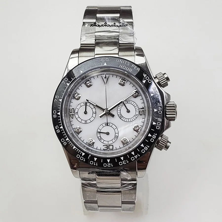 

Watch new 39mm quartz meter sapphire luminous hand time code table VK63 men's movement ceramic steel case