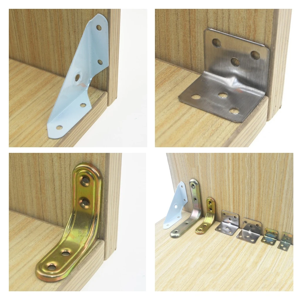 Polished Angle Bracket L Shape Corner Brace Repair Joining Support Fastener for Furniture Wood Craftment