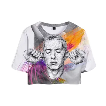 

EMINEM Famous Rapper 3D Printed Crop Top Women Hip Hop Exposed Navel Short T-shirt Cropped Tshirts EMINEM Girls Sexy Clothes