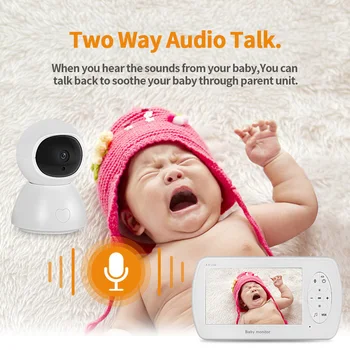 

4.3inch Baby Monitor Wireless Video Two Way Audio Voice Activated Room Temperature 1080P HD Display Night Vision With Camera
