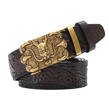 

New Arrival High Quality Cow Leather Dragon Flight Pattern Belt Fashion Automatic Buckle Belt for Men Casual Belt