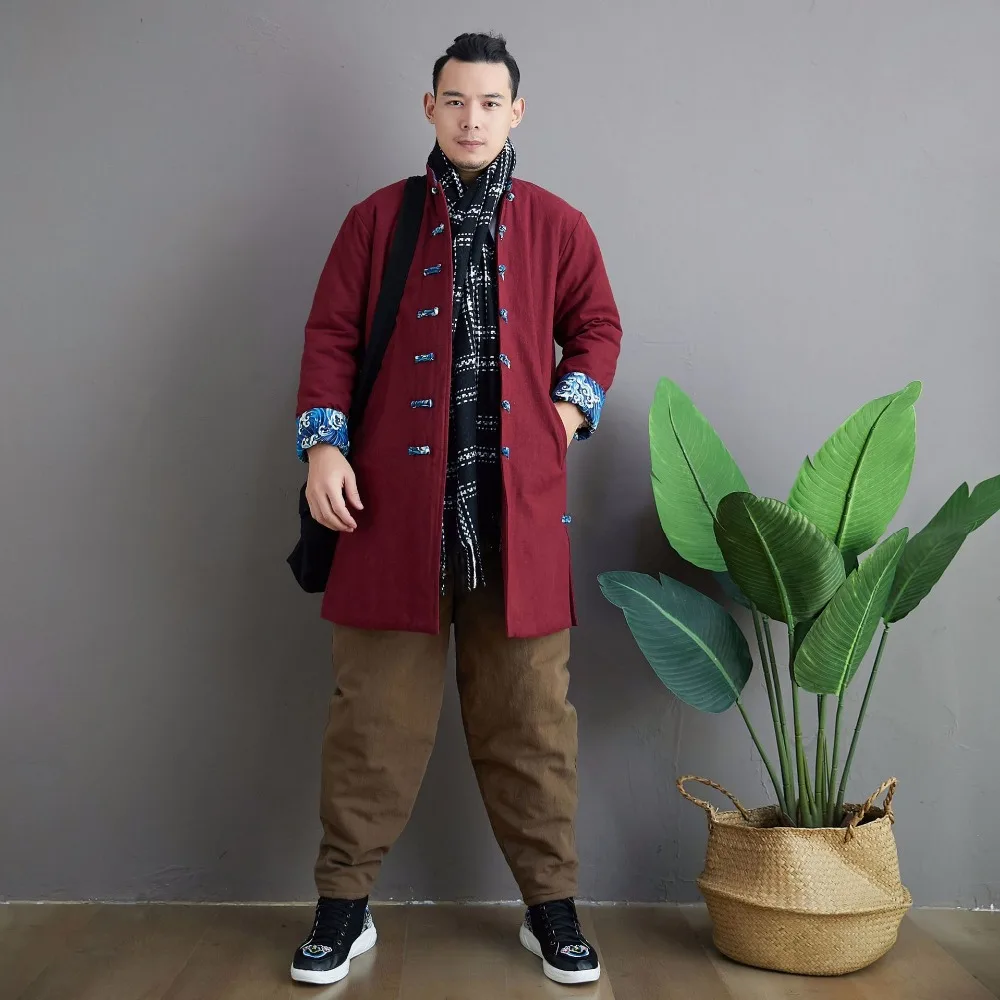 LZJN 2019 Winter Warm Men Thick Pants Double Layer Quilted Casual Pockets Male Winter Joggers Drawstring Cotton Linen Trousers (18)