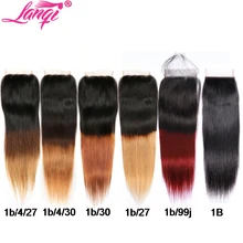 Бразильские прямые волосы 4x4 Топ Кружева Закрытие не Реми 1b/4/27 99j бордовый блондинка с эффектом деграде(переход от темного к перуанские человеческие волосы швейцарская шнуровка