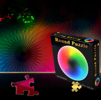 

round Puzzle Jigsaw diy Toys For Intelligence Kid Baby Early Educational Toy colorful rainbow circular geometry photos for adult