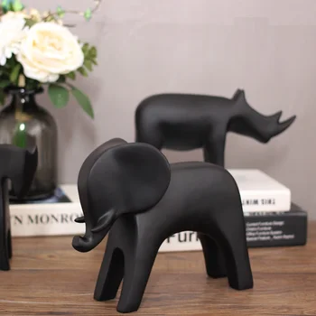 

Nordic Style Abstract Elephant Rhinoceros Horse Statue Art Animals Figurine Creative Resin Crafts Bar Decorations For Home R3933