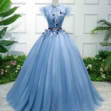 Бальное платье с высоким воротом пышные платья с короткими рукавами, бисером, пером vestidos de 15 anos vestidos Длинные