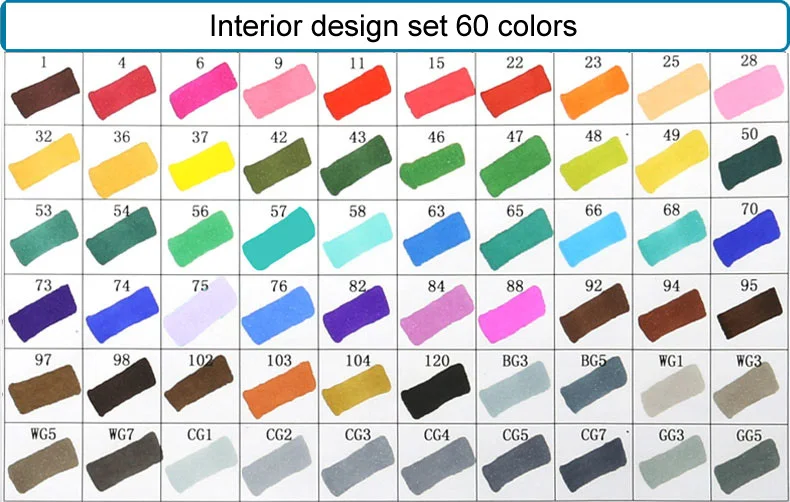 60 Interior Set T5 Touchfive 30/40/60/80 Цвета двойной головкой маркер для рисования жирной алкогольных фломастер для скетчей товары для рукоделия для анимации Manga рисунок - Цвет: 60 Interior Set T5