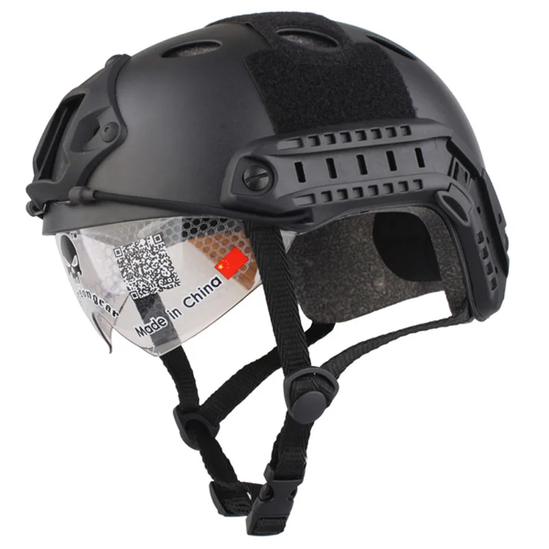 

Military Fast PJ Helmet With Protective Goggle Glasses Army Hunting Paintball CS WarGame Head Protector Tactical Airsoft Helmet