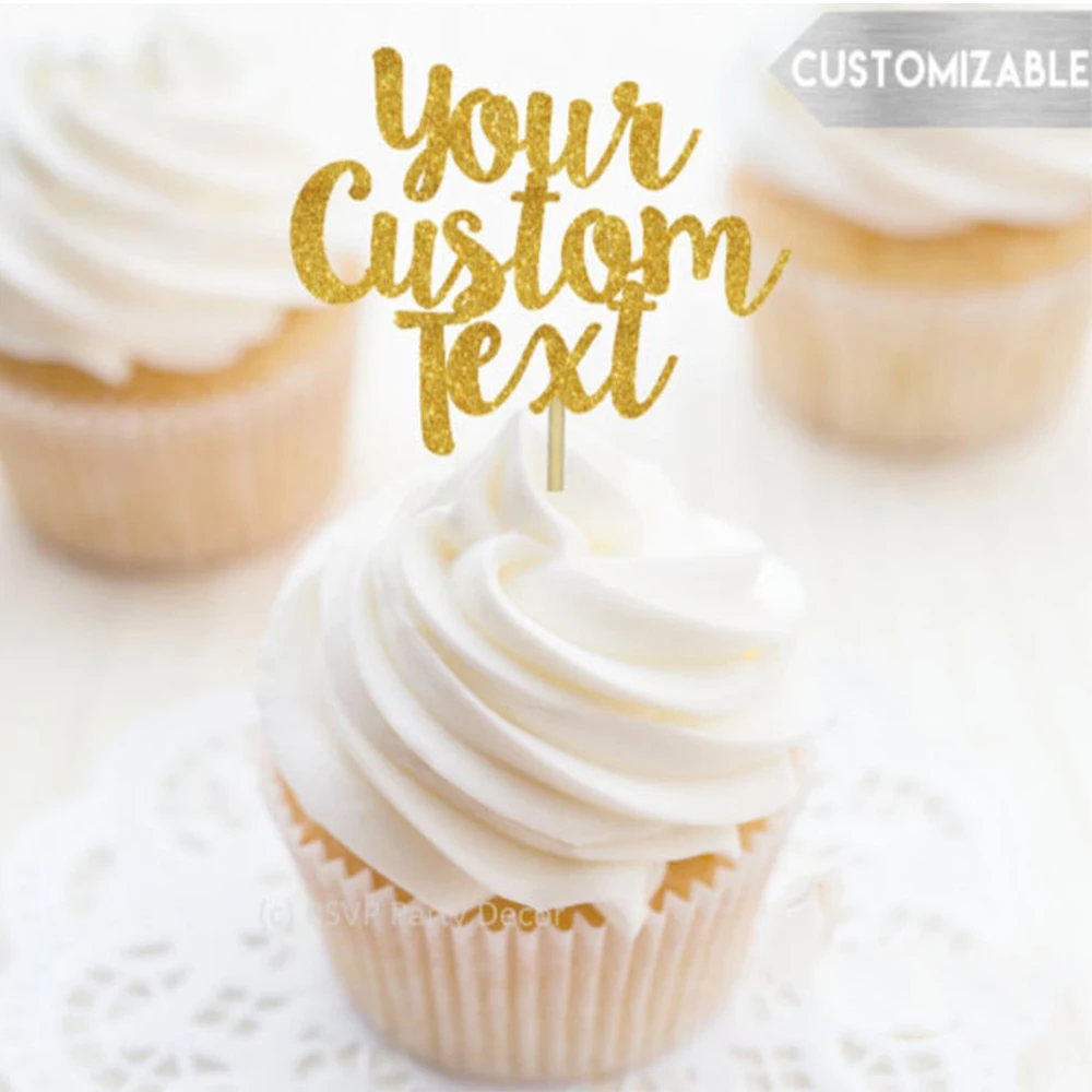 

Custom Text Cupcake Toppers, Personalized Cupcake Toppers, Birthday Cupcake Toppers, Name Food Picks, Custom Food Picks