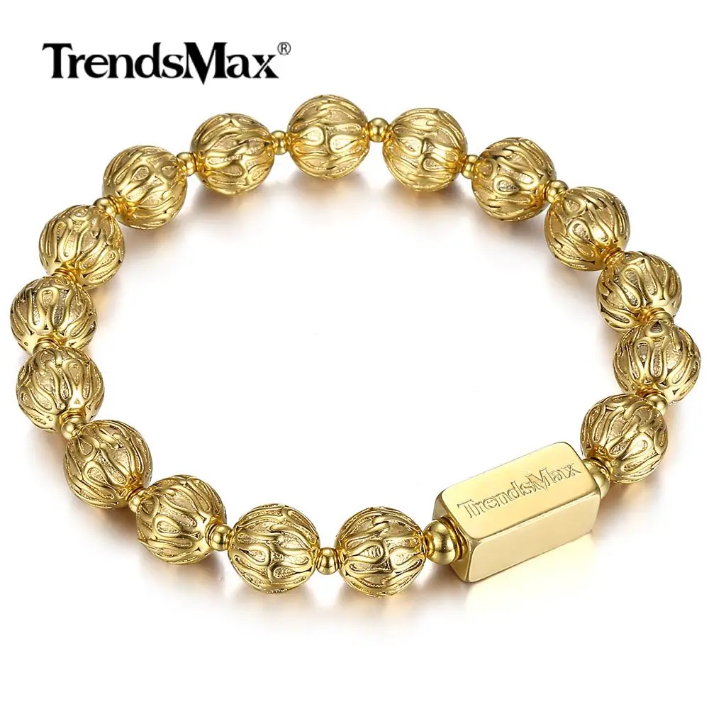 Trendsmax 10 мм роскошный браслет из стерлингового серебра 925 бусина серебряного цвета