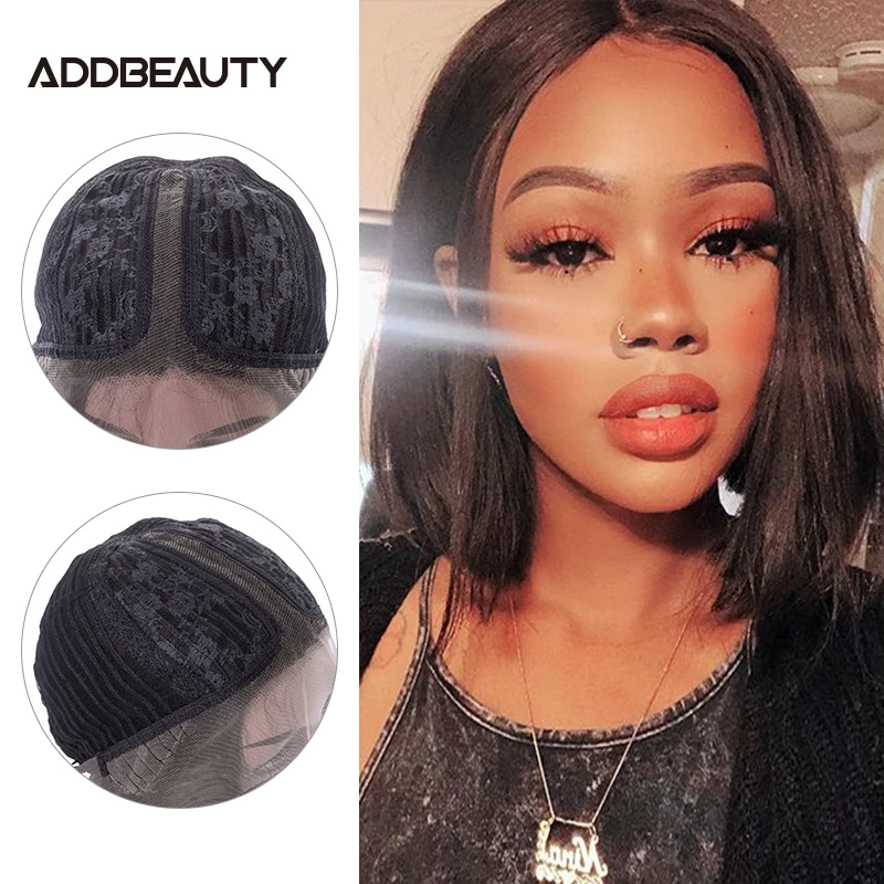 Addbeauty бразильские прямые короткие парики для Боба L Part кружевные передние