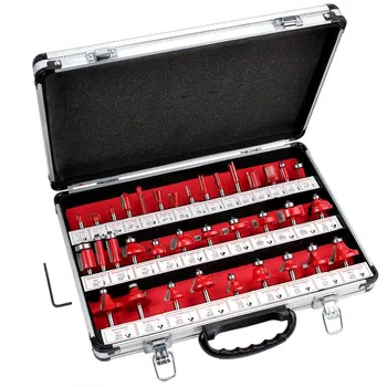 

Cutter head 6 Mm Shank 35 Pcs Router Bits Set Professional Woodworking Tungsten Carbide End Mill With Metal Box