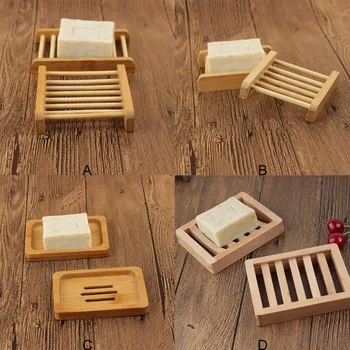 

atural Wood Soap Dish Bathroom Accessories Home Storage Organizer Bath Shower Plate Durable Portable Soap Tray Holder 1PC