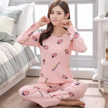 

Women's Long sleeve trousers Pajamas Set Comfortable Home Clothing Cartoon Pattern Casual Wear suit Sleepwear Female Nightgown