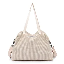 Женская Вельветовая Сумка-тоут, Женская Повседневная одноцветная сумка на плечо, вместительная Складная многоразовая Женская пляжная сумка для покупок