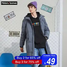 Metersbonwe новые зимние пуховики деловые длинные толстые зимние пуховики мужские одноцветные модные пальто Верхняя одежда теплые 229336