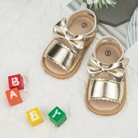 Infant Baby Shoes Girl Shoes New Summer Girl Sandals PU Leather Bowknot Rubber Sole Anti-Slip Newborn First Walker Crib Shoes 3