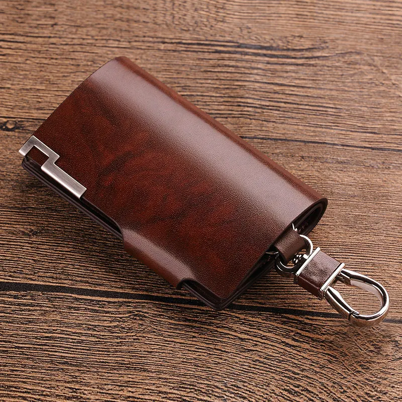 WILLIAMPOLO Fashion Cow Leather Pillow 6 Rings Key Holder Unisex Solid Wallet PL176112