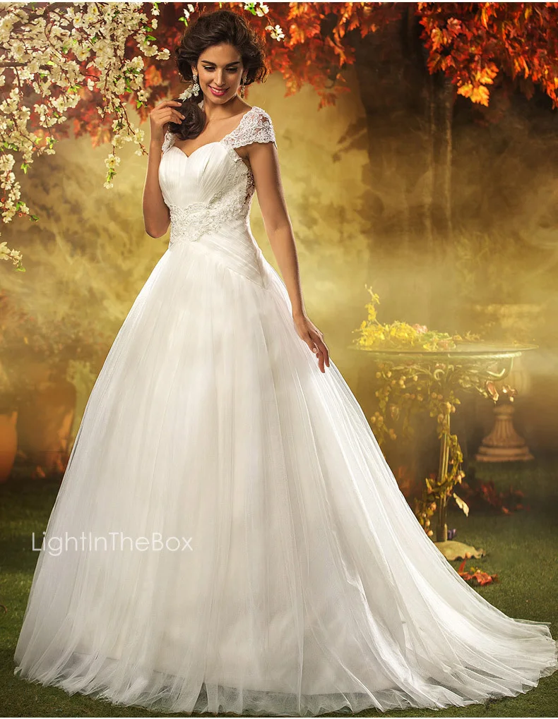 

free shipping cheap robe de soiree bride ball gown vestido de noiva 2016 new style cap sleeve long wedding Dresses bridal gown