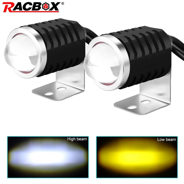 Acheter Projecteur LED pour motos, Double lentille, blanc et jaune, phare  antibrouillard étanche pour SUV UTV Scooter moto