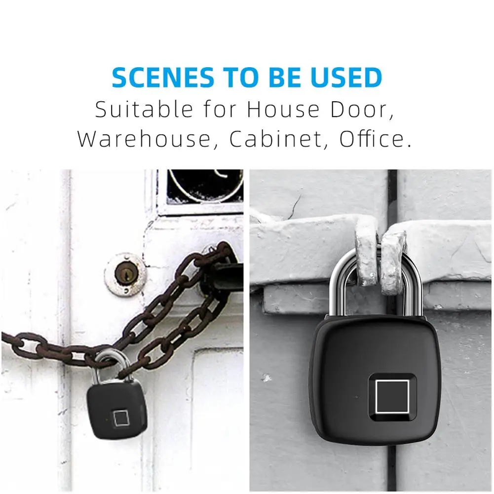 Безопасность Keyless USB Перезаряжаемый дверной замок отпечаток пальца умный замок Быстрый разблокировка цинковый сплав металлический замок для езды на велосипеде 4