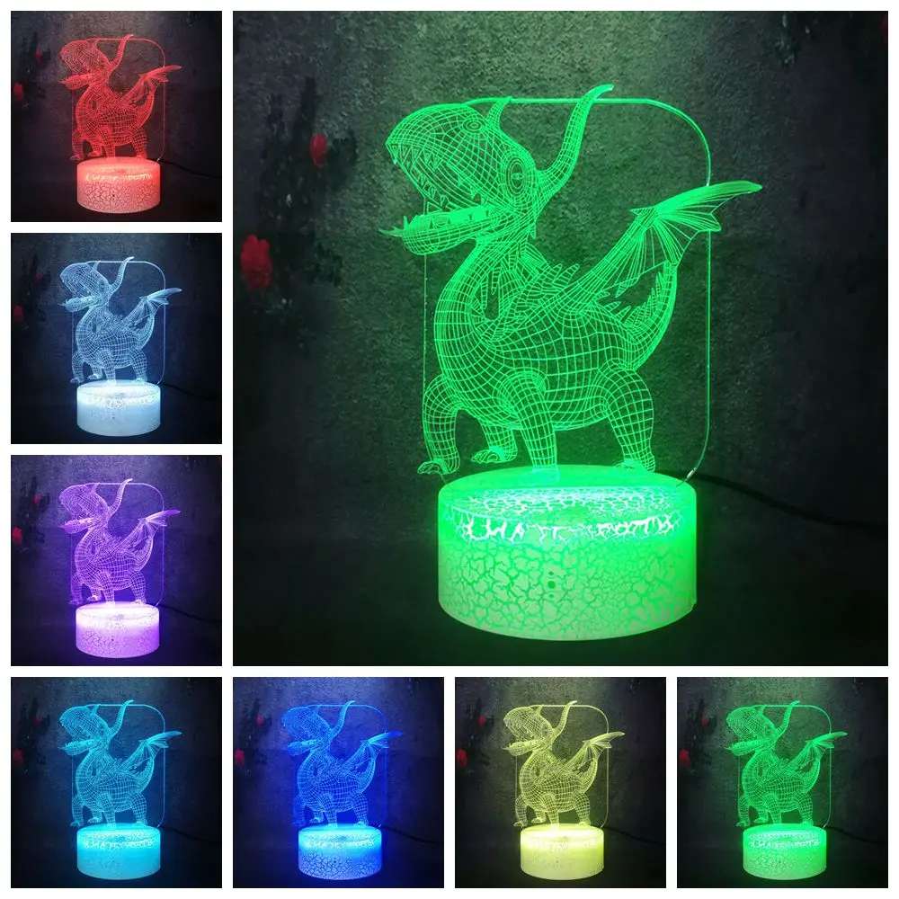 Мультяшный Аниме Комикс животных птерозавры динозавр LED 3D ночник настольная