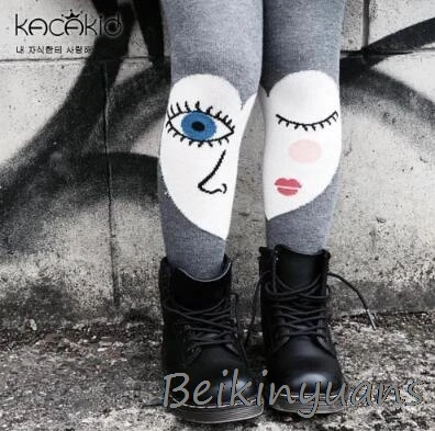 Grey love Весенне-осенние детские колготки для танцев с рисунком Больших Глаз, милые красивые детские хлопковые колготки, носки принцессы - Цвет: Grey love