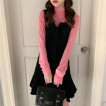 

Women's Dresses Japanese Harajuku Ulzzang Casual Lazy Retro Corduroy Strap Dress Female Korean Kawaii Cute Clothing For Women
