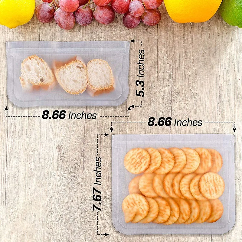 Многоразовые мешки для сэндвичей(12-Pack)-многоразовая сумка для завтрака-PEVA сумка для хранения продуктов, еды и кухни организации-герметичные S
