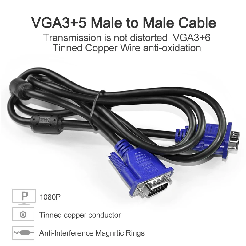 1080P VGA к VGA компьютерный монитор Удлинительный Кабель VGA кабель HD 15 Pin штырь, кабель медная проволока для портативных ПК