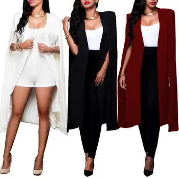 

New Arrival Fashion Plus Size Women Autumn Solid Color Loose Long Cape Cardigan Outwear Women cloak blazer