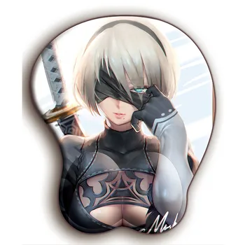 

FFFAS Large game wrist mouse pad 3D NieR Automata 2B Gaming Sexy chest pattern Notebook computer PC Perfect operation Handsome