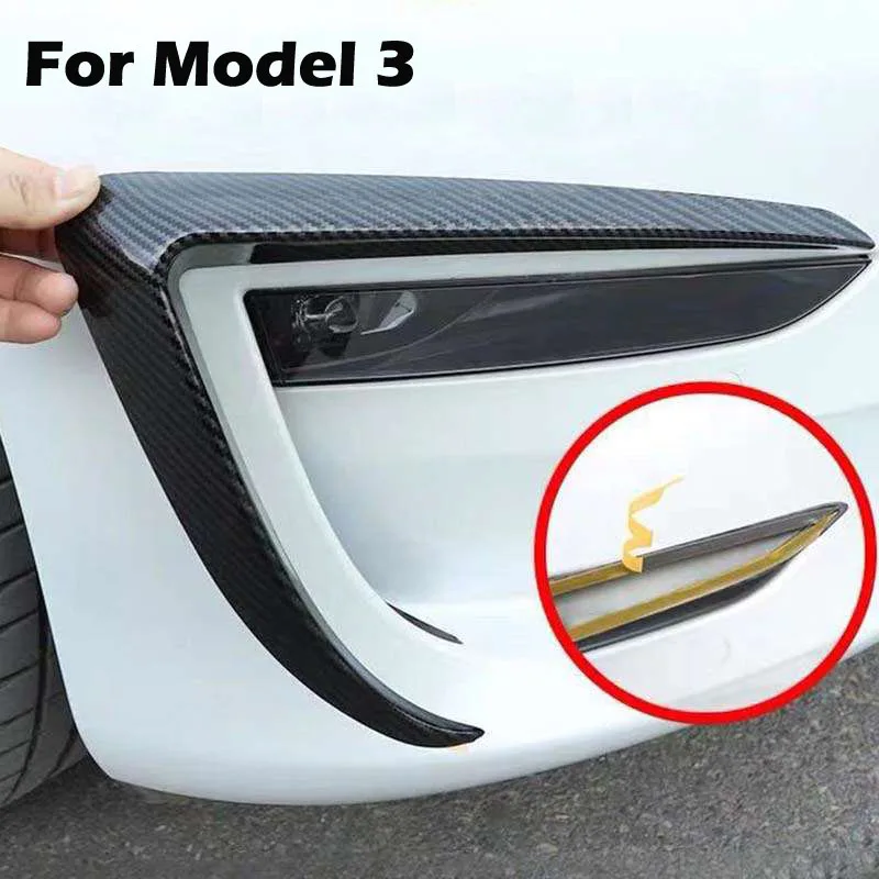 

Carbon fibre Front Fog Lamp Eyebrow Wind Knife decoration frame For Tesla Model 3 Protection cover strip modification