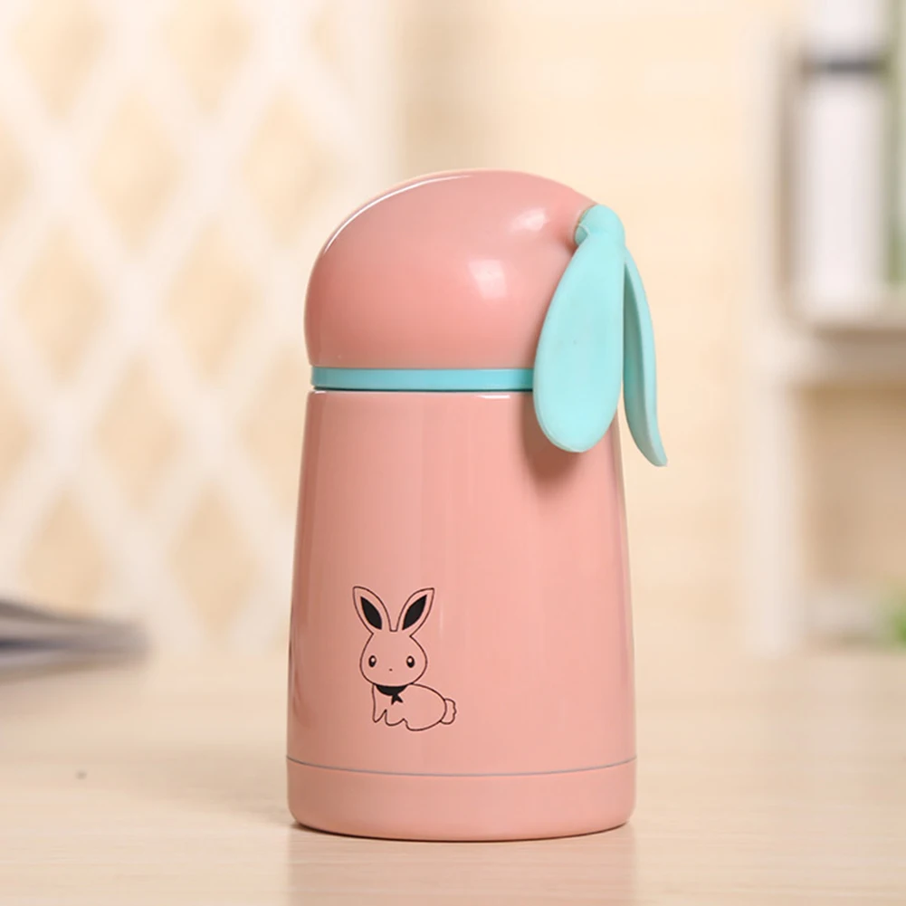 300ml Vacuum Bottle For Kids Rabbit Print Stainless Steel Thermal Cup Mugs With Ears Outdoor Picnic School thermos bottle termos