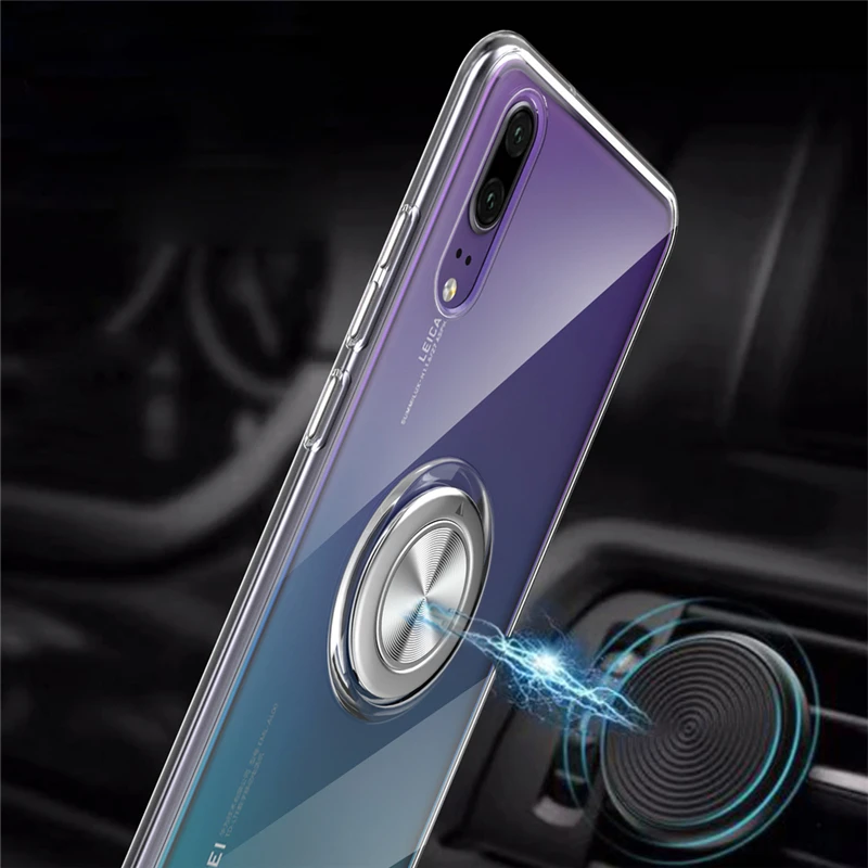 Противоударный прозрачный силиконовый защитный чехол для huawei P20 Pro P30 Lite mate 20 металлический чехол с кольцом-подставкой huawei P20Pro чехол P 20 On