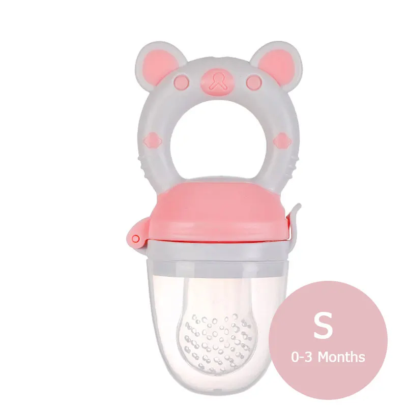1 шт. милый животный медведь шаблон свежая еда Nibbler детская соска для кормления детей фрукты кормушка соски для кормления безопасные детские принадлежности - Цвет: Pink S pacifier