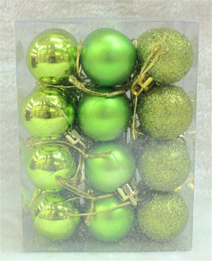 Christmas Ball Ornaments 24Pcs 2'' New Christmas Tree Xmas Ball Decoration Baubles Party Hanging Ornament - Цвет: Зеленый