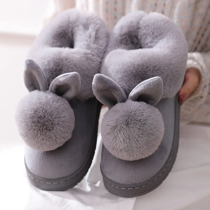 Winter Slippers Women Furry Warm Female Slipper Indoor Home Shoes Casual Ladies Soft Comfort Shoes Woman Furry Rabbit Ears Plush