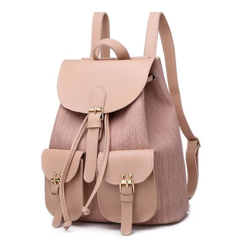 

Vintage Drawstring Backpack Women High Quality PU Leather Backpacks Sac a Dos Black 2019 Shoulder Bag Female School Bags