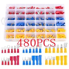 

Assorted Spade Terminals Insulated 480PCS Set of Terminal Lugs Cable Connector Electrical Wire Crimp Butt Ring Fork