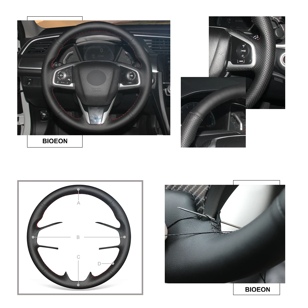 Черный PU искусственная кожа чехол на руль для Honda Civic 10- CRV CR-V- ясность