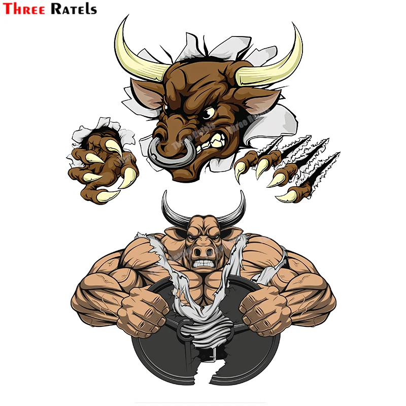 Three Ratels 3D B555 Fearful African Buffalo For Fuel Tank Cap Mirror Decor Decal Waterproof Property Stciekrs | Автомобили и