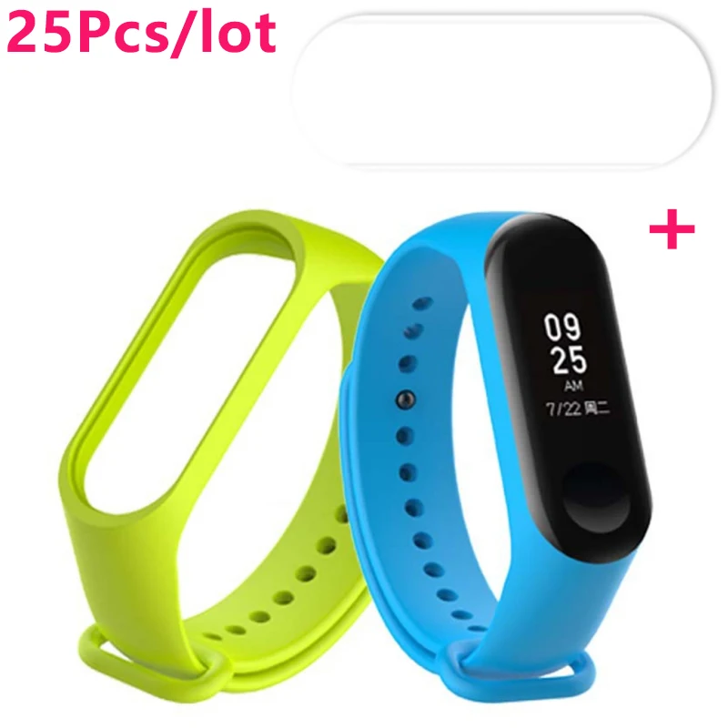 Ремешок силиконовый 25 шт./лот для Mi Band 3 и 4 браслет часов Xiaomi четыре Xiomi Xaiomi Xiami Xaomi |