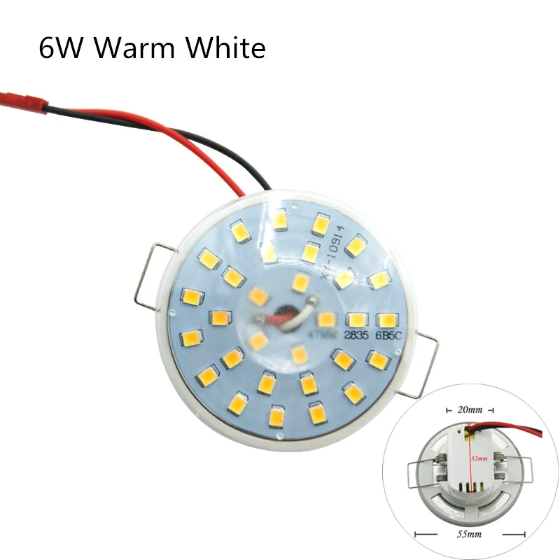 6W Warm White 220 В, 110 В, прямой штекер, светодиодный светильник, встроенный светильник, чашка 3 Вт, 5 Вт, 6 Вт, Светодиодный точечный светильник, Круглый Потолочный встраиваемый зонтик, светодиодный светильник в виде кукурузы - Испускаемый цвет: 6W Warm White