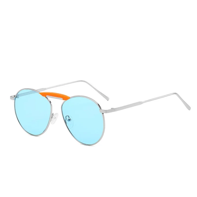 Металлические Классические Винтажные Солнцезащитные очки, женские роскошные брендовые дизайнерские солнцезащитные очки, мужские круглые очки, женские очки Oculos De Sol Masculino - Цвет линз: C4 silver blue