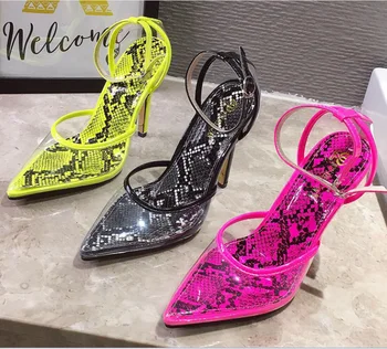 

2020 Woman Sexy Fluorescence Color Sharp Transparent High With Sandals Jfu9896-51