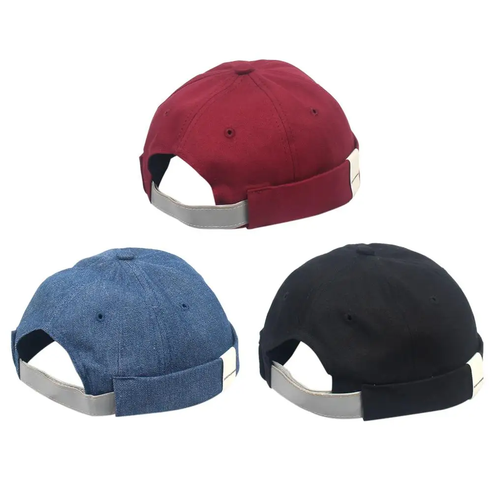 2 colors Cotton Adjustable Brimless Casual Hat Men Women Retro Dome Landlord Cap Sailor Biker Beanie Hats Unisex