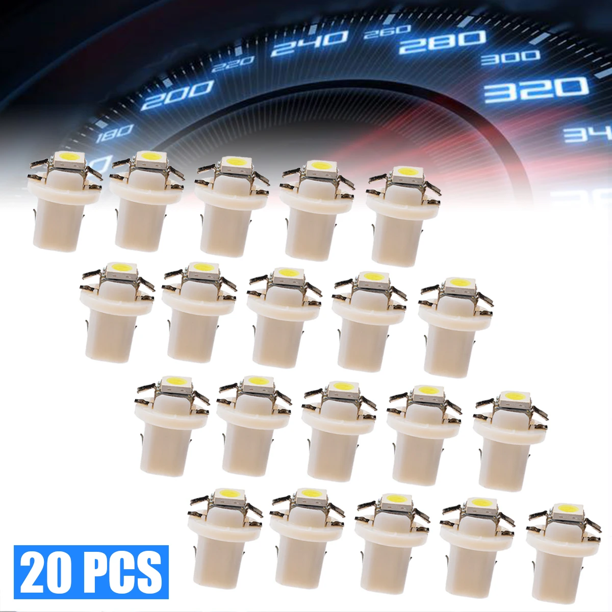 Авто Внутреннее освещение 20pcs T5 B8.3D 5050 1SMD Светодиодная панель тире лампы указателя поворота лампы DC 12V 6000K белый